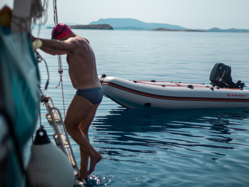 Swimmer steps in