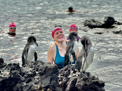 Swimmers meet penguins