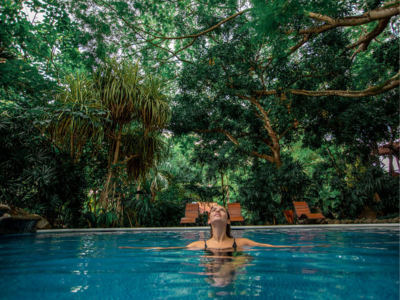 Relaxing in the pool