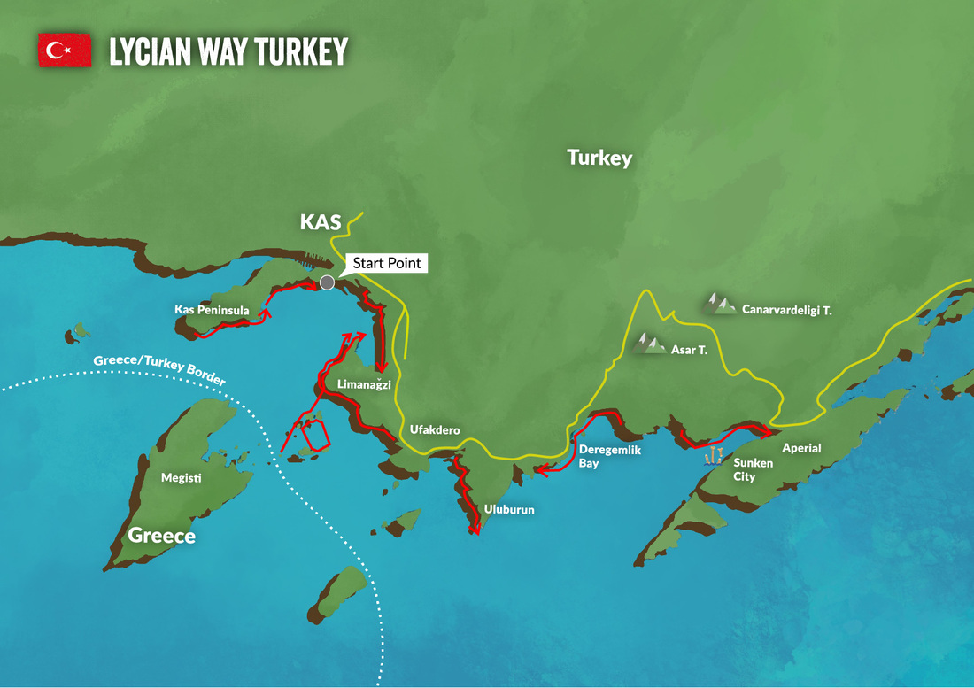 Lycian way turkey swim map