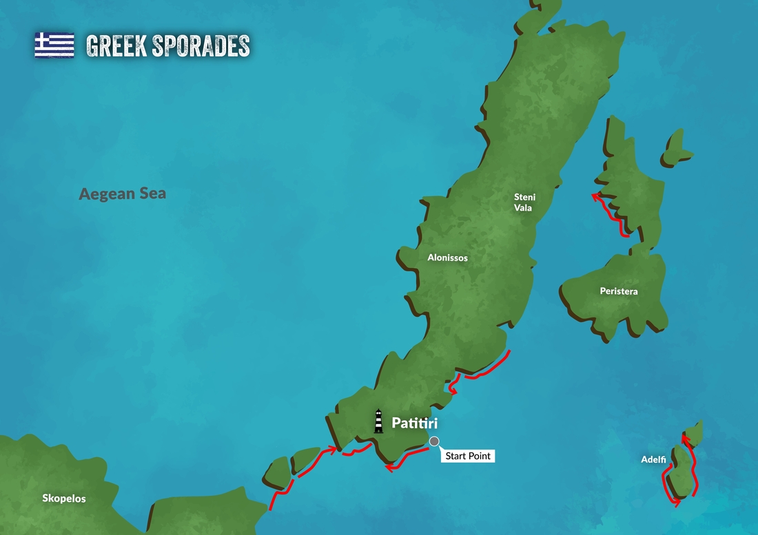 Greek sporades swim map